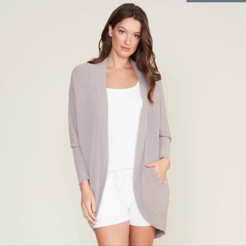 Barefoot Dreams Women's Taupe Open-Front Cardigan